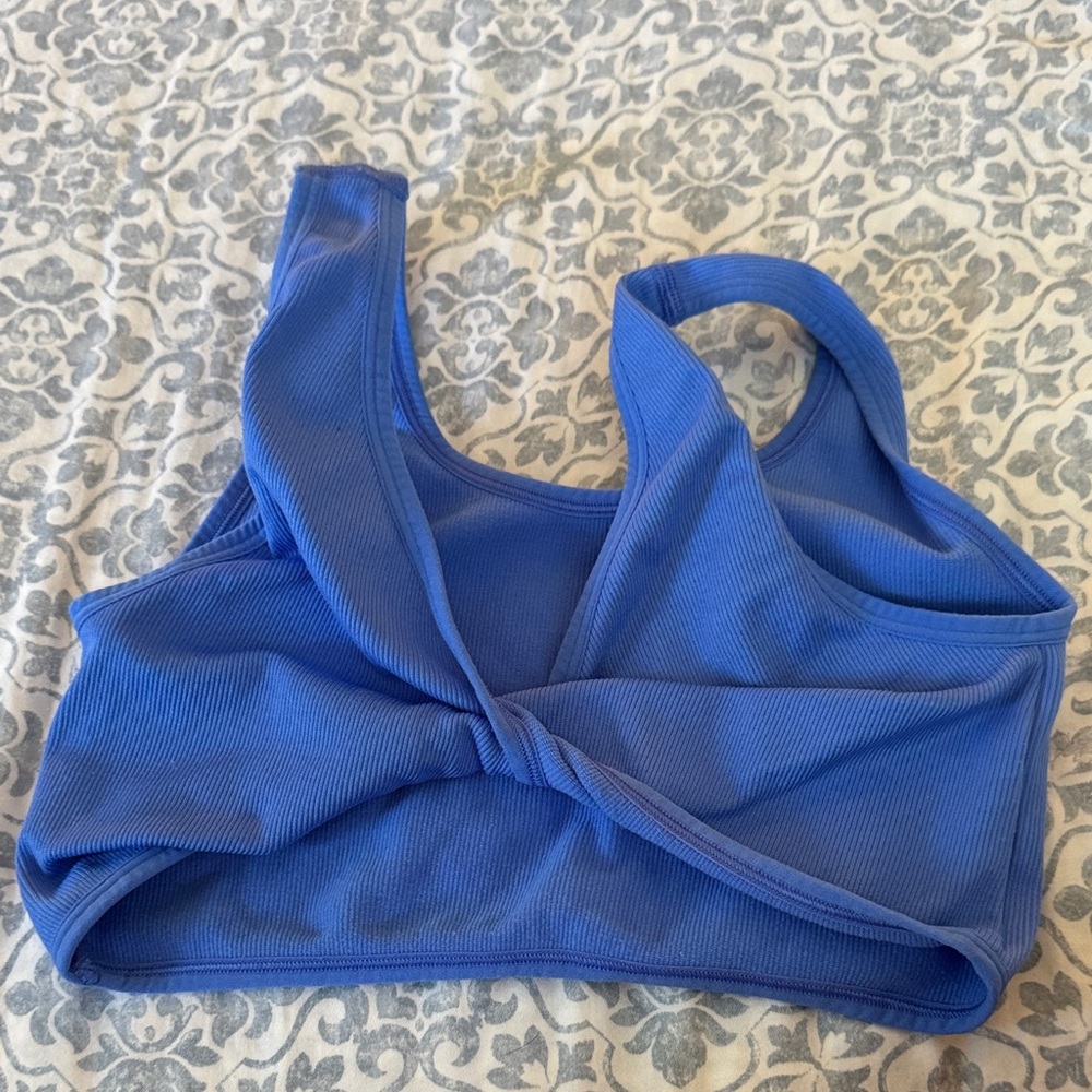 Blue Twist Front Sports Bra